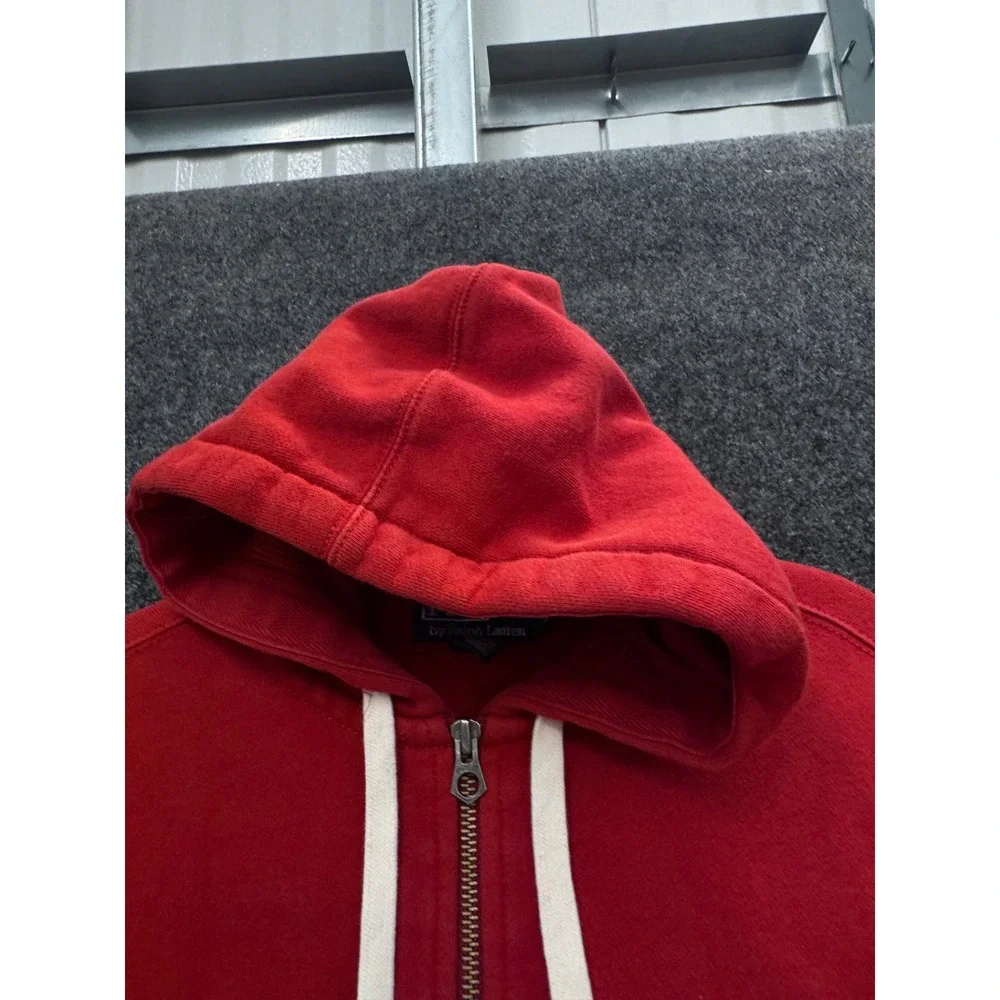 Polo Ralph Lauren Mens Red Full Zip Waffle Lined Hoodie Sweatshirt Medium